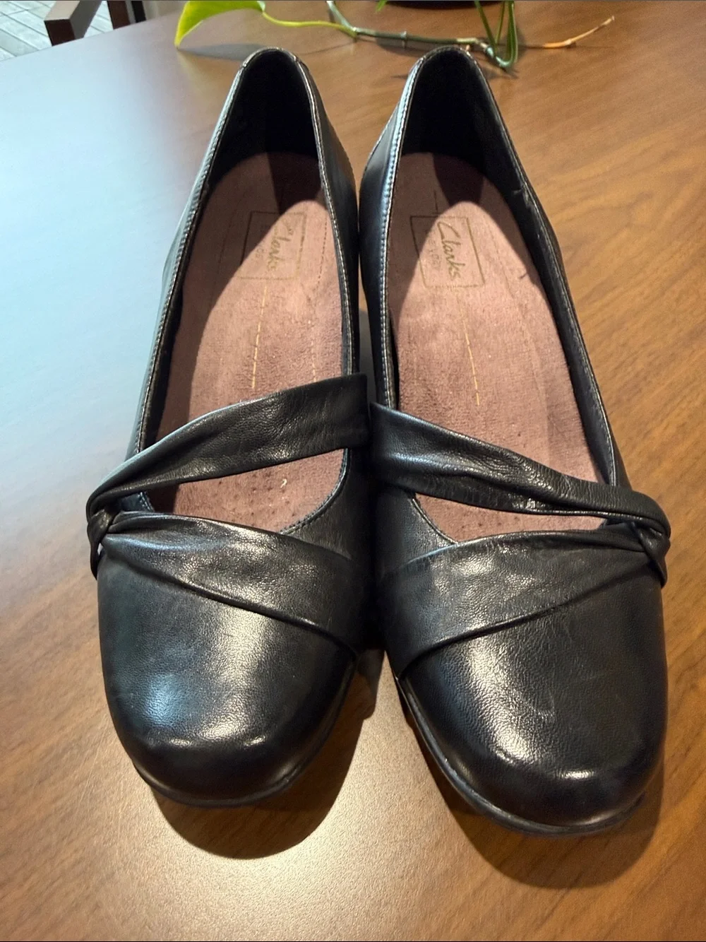 Women's Black Leather Slip-On Shoes